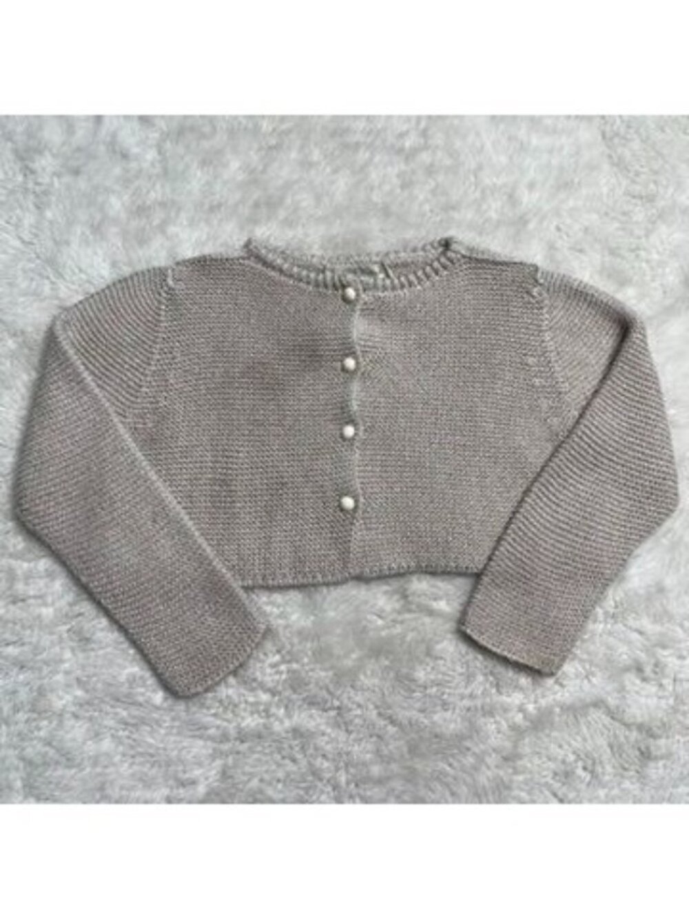 Pili Carrera Girls Knit Cardigan Size 3 Spain Designer Grey Viscose Blend